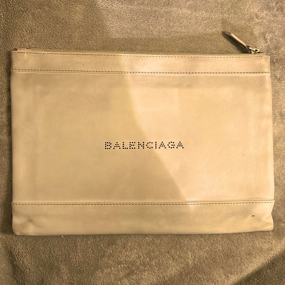 Balenciaga Grey Leather Clutch